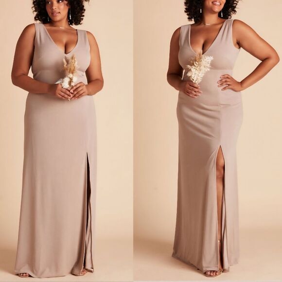 NWT Birdy Grey | Shamin Long Dress With Leg Slit In Taupe, Womens XL - Picture 3 of 10